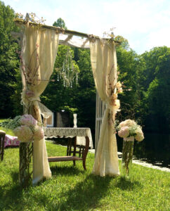 Outdoor wedding setup